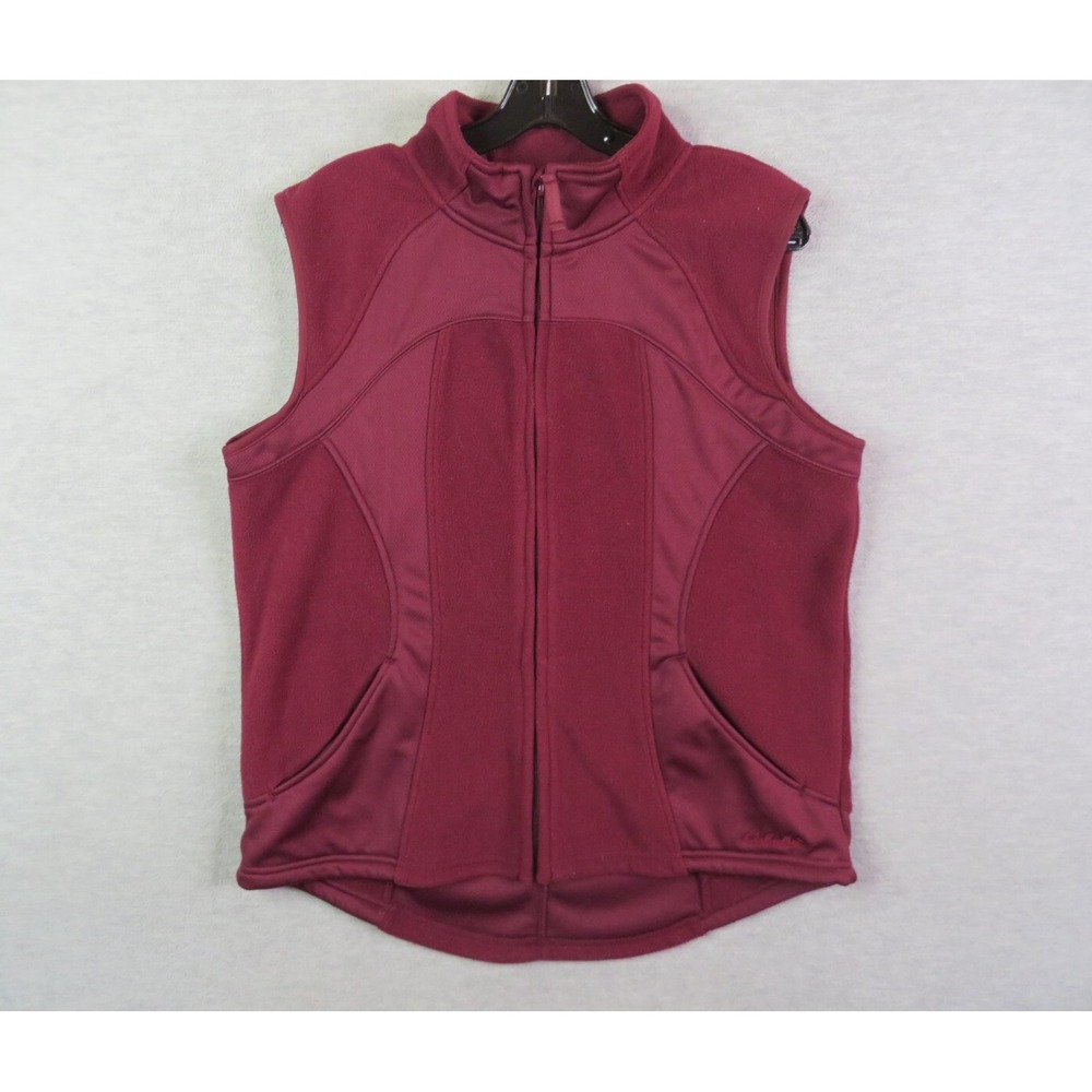 Cabelas‎ Womens Jacket L Red Fleece Full Zip Vest Gorpcore Outdoor Hiking Fall
